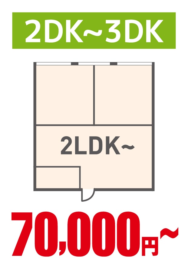 2DK～3DK 70,000円～